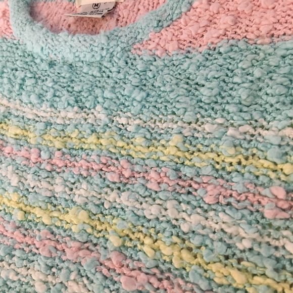 Vintage 80s 90s Pastel Nubby Striped Sweater, Soft Girl Pastel Sweater, VSCO - Picture 8 of 10